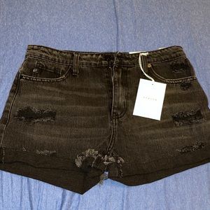 KanCan high rise black distressed shorts